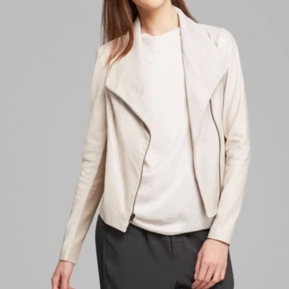 NWT VINCE Cross Front Washed-Leather Jacket (lamb skin leather)